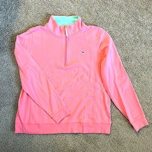 Vineyard Vines coral sand quarter zip